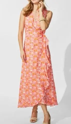 J. McLaughlin Cerise Linen Wrap Dress size medium