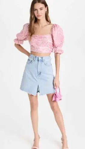 Saylor Gem Crop Puff Sleeve Blouse Top Size Medium Bubblegum