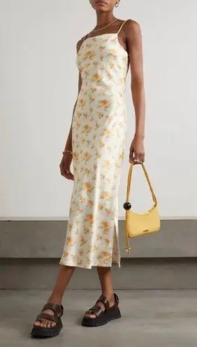 Holzweiler Eila Satin Floral Maxi Slip Dress Yellow Womens Size Medium