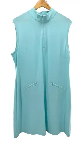 IBKUL Womens Sleeveless Mock Neck Golf Dress Aqua Gingham UPF 50+ XL Pickleball Blue Size undefined