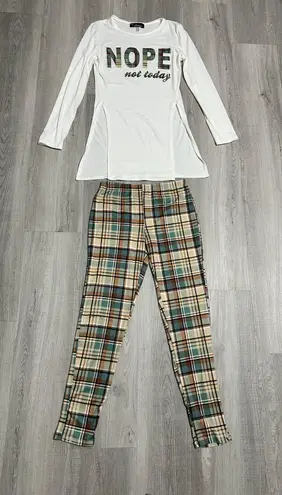 Rainbow Mint Green Plaid Two Piece Outfit