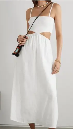 Faithfull the Brand Tayari cutout shirred linen midi dress