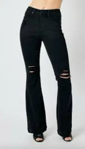 Judy Blue flare Jeans distressed flare size 14W trendy casual punk gothic