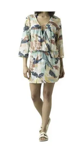 prAna New Womens NWT S Keoki Tunic Dress Aqua Blue Swim Cover up White Yellow Re