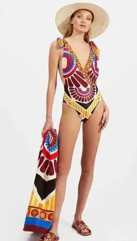 NEW La DoubleJ Hazzard Swimsuit Solar Placée Abstract Size Small Red