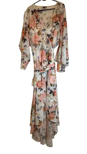City Chic Ivory Floral Kennedy Wrap Dress - Size XL 22