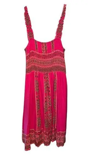 EUC pink boho Western print baby doll midi tank dress Mi Ami Francesca’s L Size L