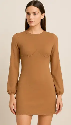 Elliatt Lecia Mini Longsleeve Dress Taupe Brown Womens New Size Small