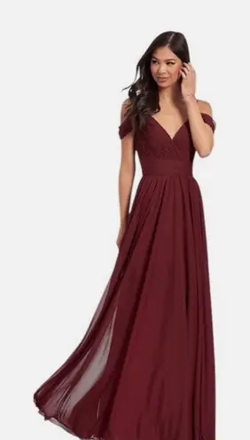 Kleinfeld Cold Shoulder Long Bridesmaid Gown Dress in Cranberry Size 12 Red