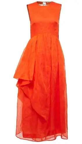 Cecilie Bahnsen Fang Draped Open Back Sleeveless Midi Dress Orange