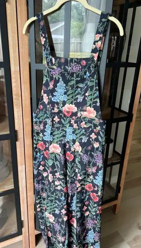 Cider Viral  floral overalls jumpsuit ribbed corduroy open back pocket adjustable