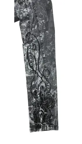 Soft Surroundings Y2K hip hugging acid wash floral embroidered rhinestone stretch skinny jeans 28