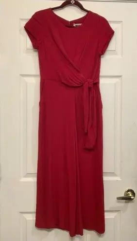 Maeve Red Side Tie Size 4 short Sleeves Wide Leg Jumpsuit 2130