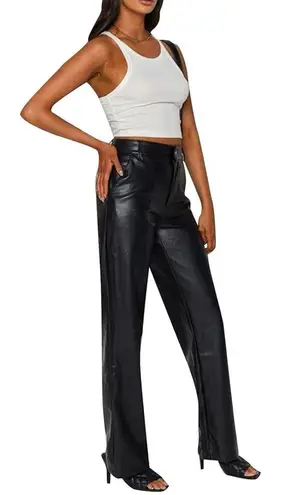 Amazon  - High Waisted Straight Leg Faux Leather Pants, Black, Size S, NWT