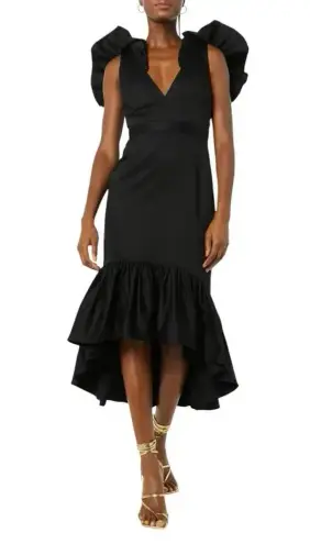 NWT Making The Cut Black Mermaid Dress XS Romantic Ruffle Flounce Runway Fashion