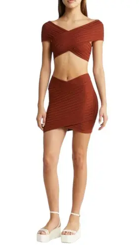 NWT Simon Miller Adio Rib Knit Mini Skirt in Coconut Shell Size L