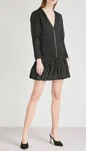 Maje Ralone Mesh Polka-Dot Metallic Flecked Striped Dress, Size 1 (S) NWT $570