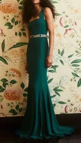 Reformation  Women’s Ballina Spruce Green Square Neck Fit & Flare Maxi Dress Gown