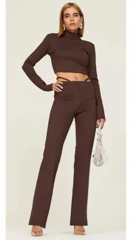RTR sz 4 Nicholas Jalena high waist strap straight leg brown dress pants cutout