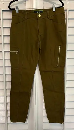 C. Wonder Olive Green Zipper Hem Detail Skinny Leg Pants Size 6