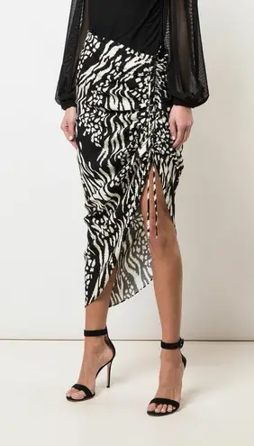 Veronica Beard - Ari Black & Bone Animal Print Ruched Skirt Size 4