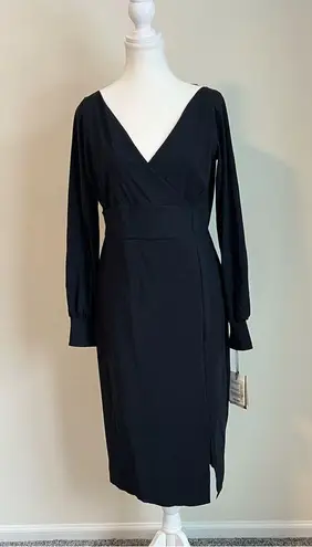 Chiara Boni La Petite Robe Iza Black Dress NEW Size 14 Long Sleeve Formal