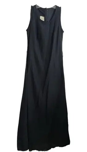 Vintage Saba Sleeveless Maxi Dress Size 8 Black Metallic 70s 80s Retro Sheath