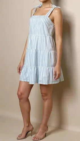 Sézane Anne Swiss Dots Striped Dress, Blue/White, FR36/US4