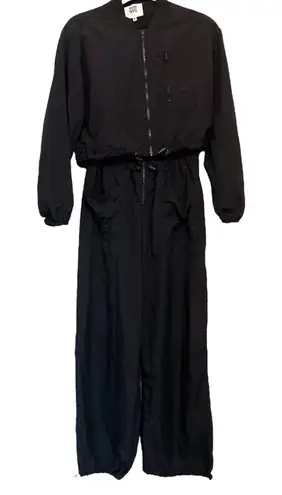 Steve Madden NYC Set Black Parachute Jumpsuit Jacket Size Medium Y2K Gorpcore