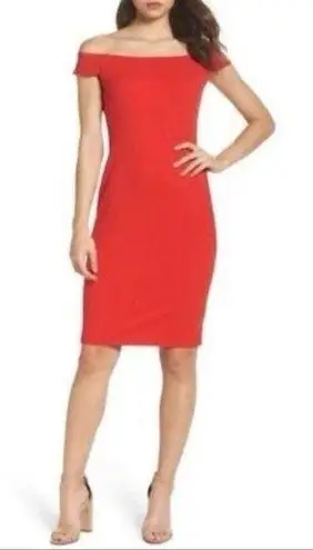 Eliza J Red Off-Shoulder Sheath Cocktail Dress size 6