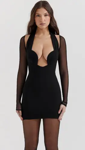 House Of CB HOLLY BLACK PLUNGE MINI DRESS