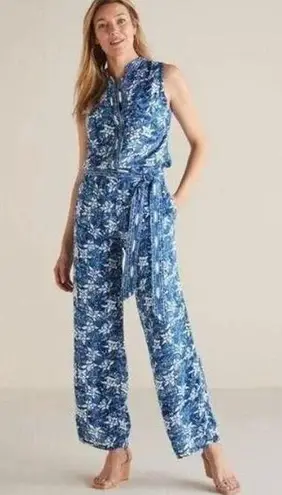 Soft Surroundings Nahla Blue & White Print Sleeveless Jumpsuit Pockets Size 2X - Image 1