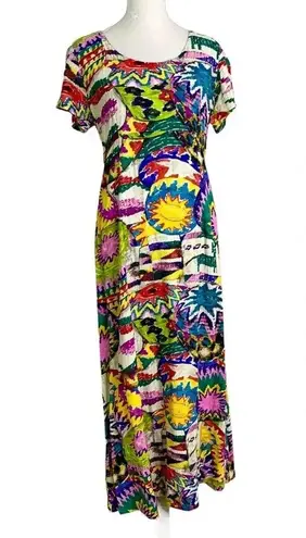 Jams World Vintage Sun Motif Colorful Shift Maxi Dress Size M