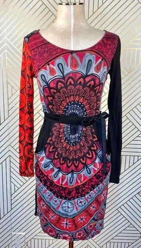 Desigual Red and Black Mandala Print Dress