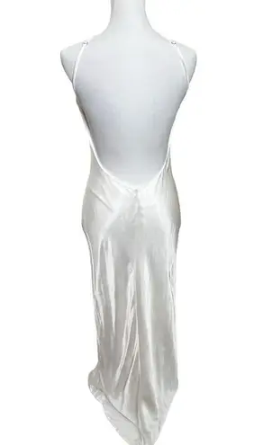 Meshki  Lucia Maxi Satin Cutout Slip Dress White Slip On Bridal Womens Size XS