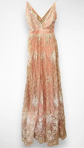 Luxxel  Rose Gold Gorgeous Gown With Tulle Overlay Sequin Embellishments |‎ NWT thumbnail 13