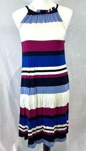 cupio white blue and pink striped jersey knit midi dress size small