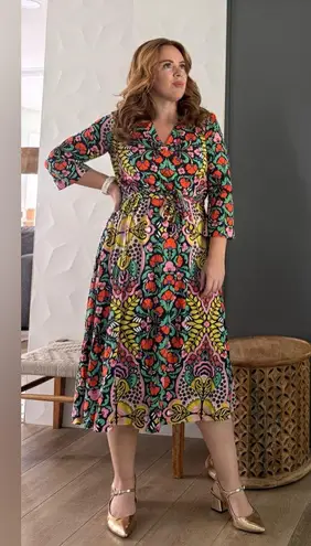 BODEN Fiesta and Orchid Kaftan Midi | Maximalist Style Size 8