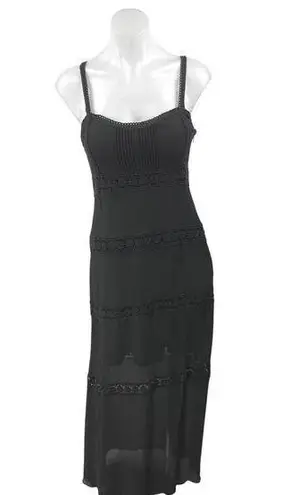 Nicole Miller Artelier Black Floral Lace Sleeveless Camisole Maxi Tank Dress 4