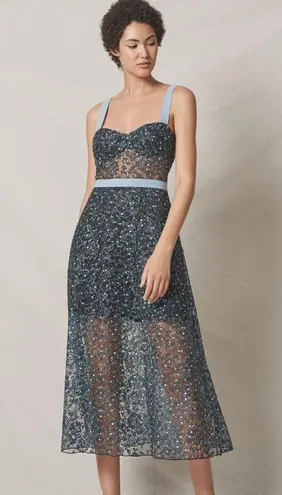 ABS Allen Schwartz NWT Eden Bustier Floral Print Midi Semi-Sheer Mesh Panels 10