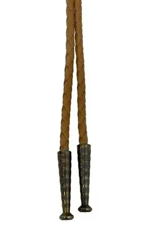 Handmade Leather Horse Medallion Western Bolo Tie EUC OS Cowgirl Tan Gold Tone