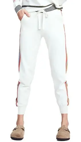 Faherty Womens Organic Cotton Cashmere Blend Ivory Surf Stripe Joggers NWT - M