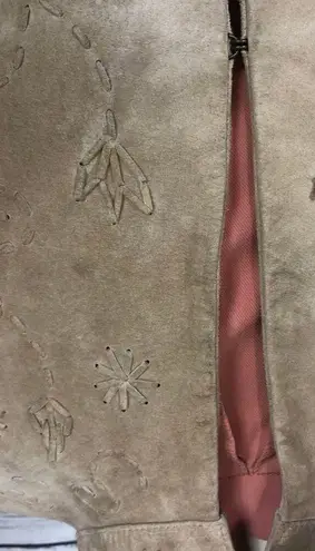 Coldwater Creek Suede Embroidered flower tan coat small