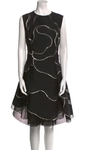 Talbot Runhof Black Gold Metallic Cocktail Dress Size 12 A