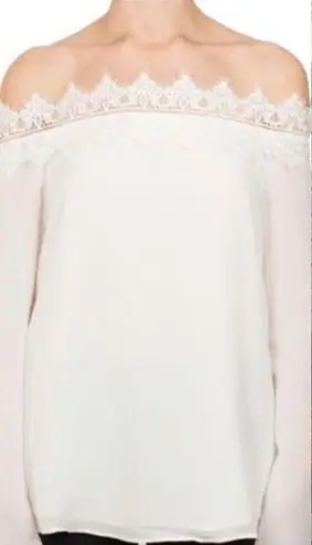 Cami NYC NWT White Romantic Silk Lace Blouse Large Long Sleeve Neutral Cameron