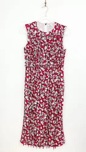 Jason Wu Abstract Red Floral Tassel Midi Dress