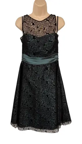 Vintage Y2K Formal Dress Juniors Large Blue Black Lace Whimsigoth Fairy Sparkle