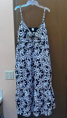 J.Crew black & white floral tie front midi dress