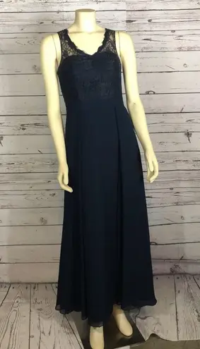 Azazie Formal Navy Lace sleevless dress sexy keyhole on back size small