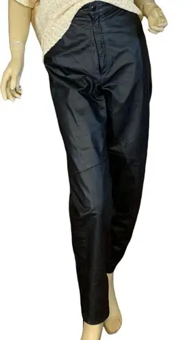 VINTAGE 1990’S BLACK GENUINE LEATHER MADE IN BRAZIL TROUSERS (11/12/L) Size L